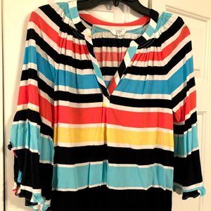 Crown & Ivy Striped Peasant Style Blouse